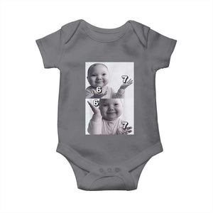 Funny Tuff Baby 67 Meme Baby Onesie Viral AI Niche Baby Six Seven Hand Gesture TS02 Charcoal Print Your Wear