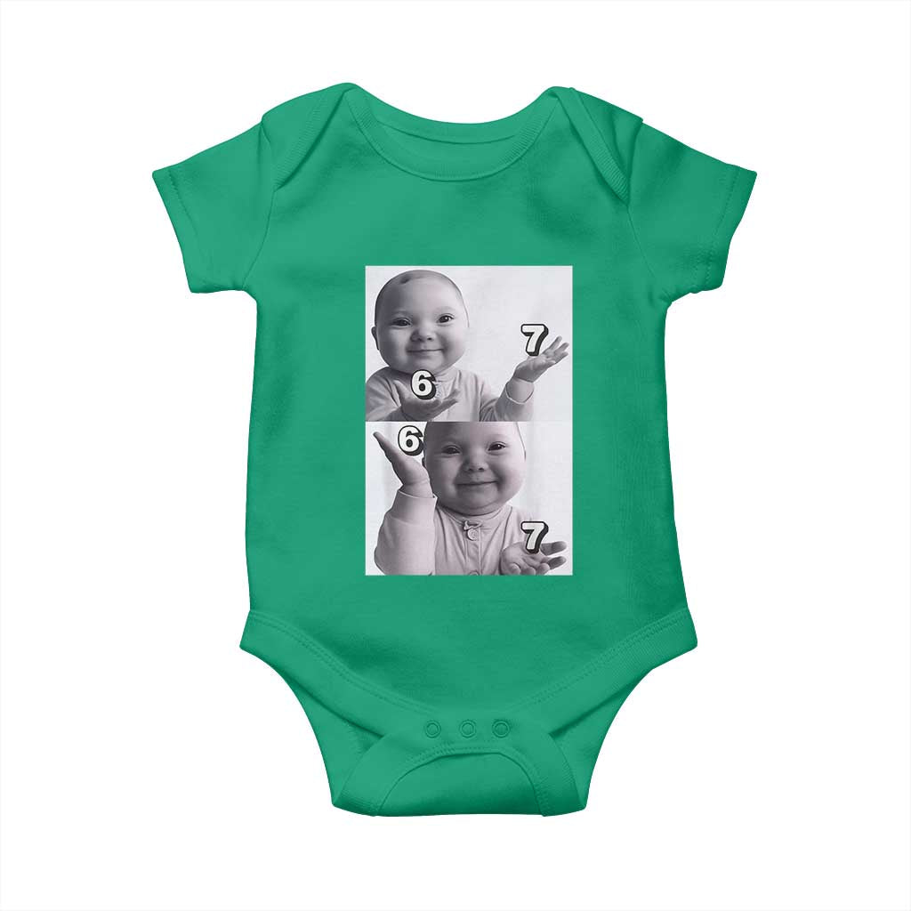 Funny Tuff Baby 67 Meme Baby Onesie Viral AI Niche Baby Six Seven Hand Gesture TS02 Irish Green Print Your Wear