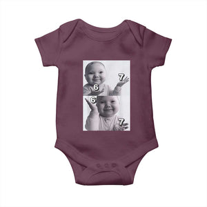 Funny Tuff Baby 67 Meme Baby Onesie Viral AI Niche Baby Six Seven Hand Gesture TS02 Maroon Print Your Wear