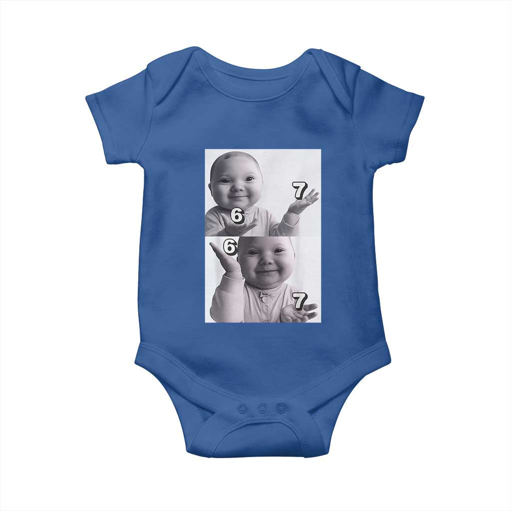 Funny Tuff Baby 67 Meme Baby Onesie Viral AI Niche Baby Six Seven Hand Gesture TS02 Royal Blue Print Your Wear