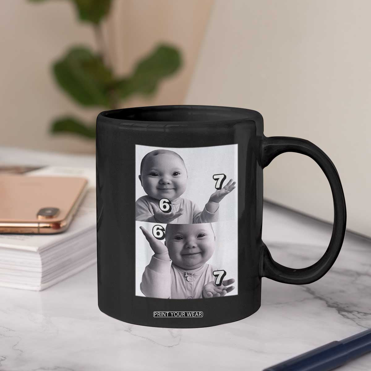 Funny Tuff Baby 67 Meme Coffee Mug Viral AI Niche Baby Six Seven Hand Gesture TS02 Print Your Wear