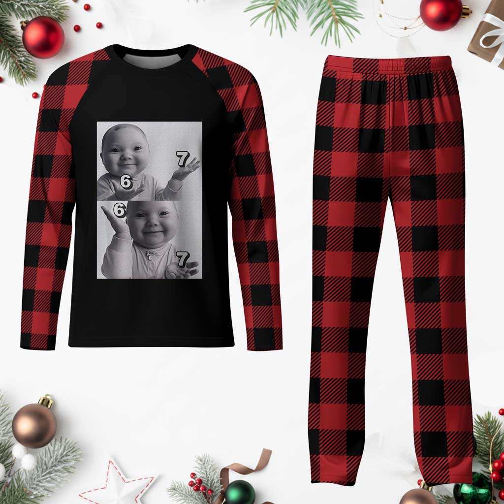 Funny Tuff Baby 67 Meme Plaid Pajama Set Viral AI Niche Baby Six Seven Hand Gesture TS02 Buffalo Plaid Print Your Wear