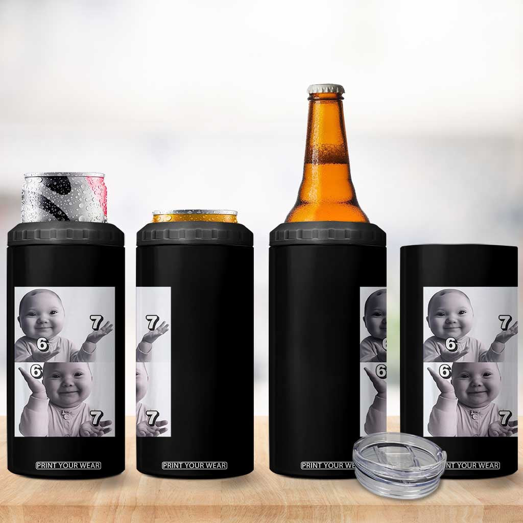 Funny Tuff Baby 67 Meme 4 in 1 Can Cooler Tumbler Viral AI Niche Baby Six Seven Hand Gesture TS02 Print Your Wear