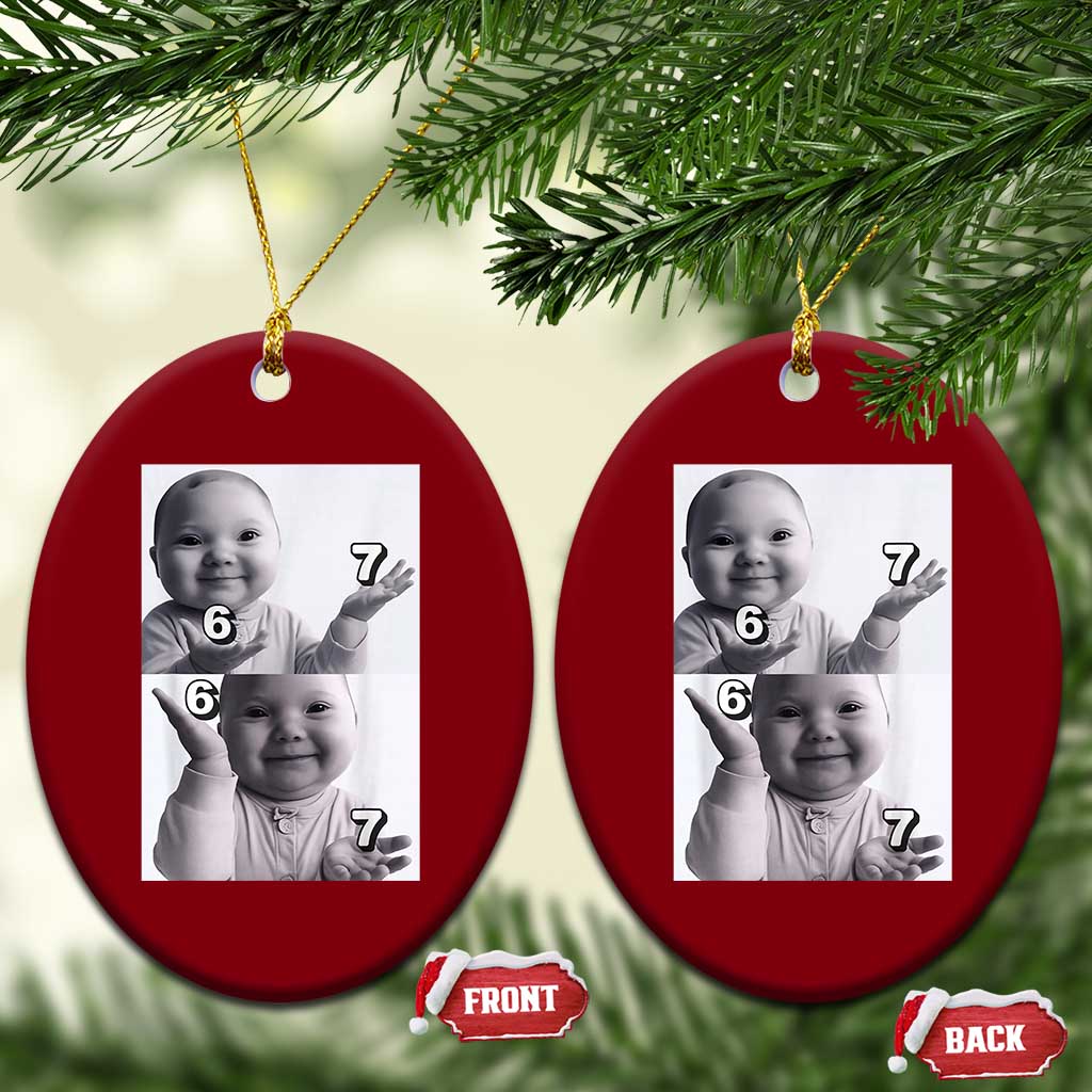 Funny Tuff Baby 67 Meme Ceramic Ornament Viral AI Niche Baby Six Seven Hand Gesture TS02 Print Your Wear