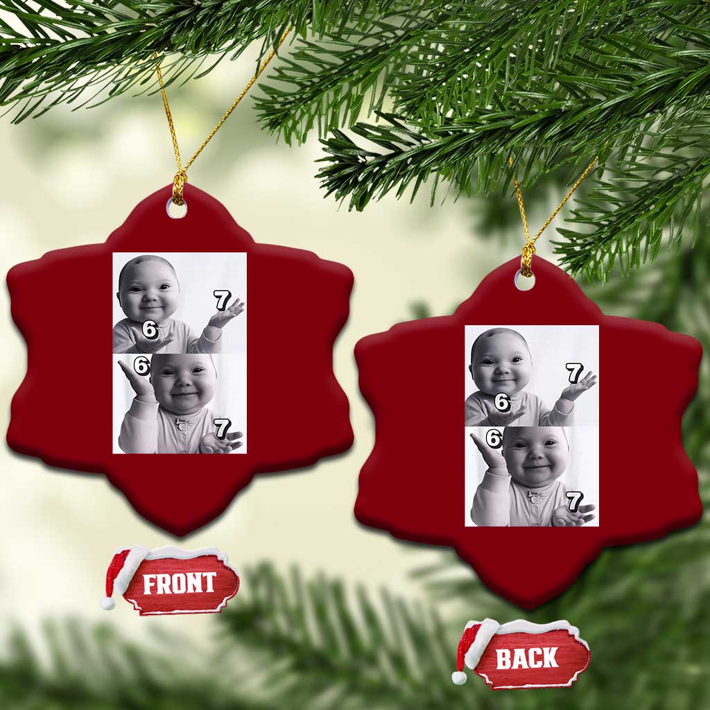 Funny Tuff Baby 67 Meme Ceramic Ornament Viral AI Niche Baby Six Seven Hand Gesture TS02 Print Your Wear