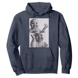 Funny Tuff Baby 67 Meme Hoodie Viral AI Niche Baby Six Seven Hand Gesture TS02 Navy Print Your Wear
