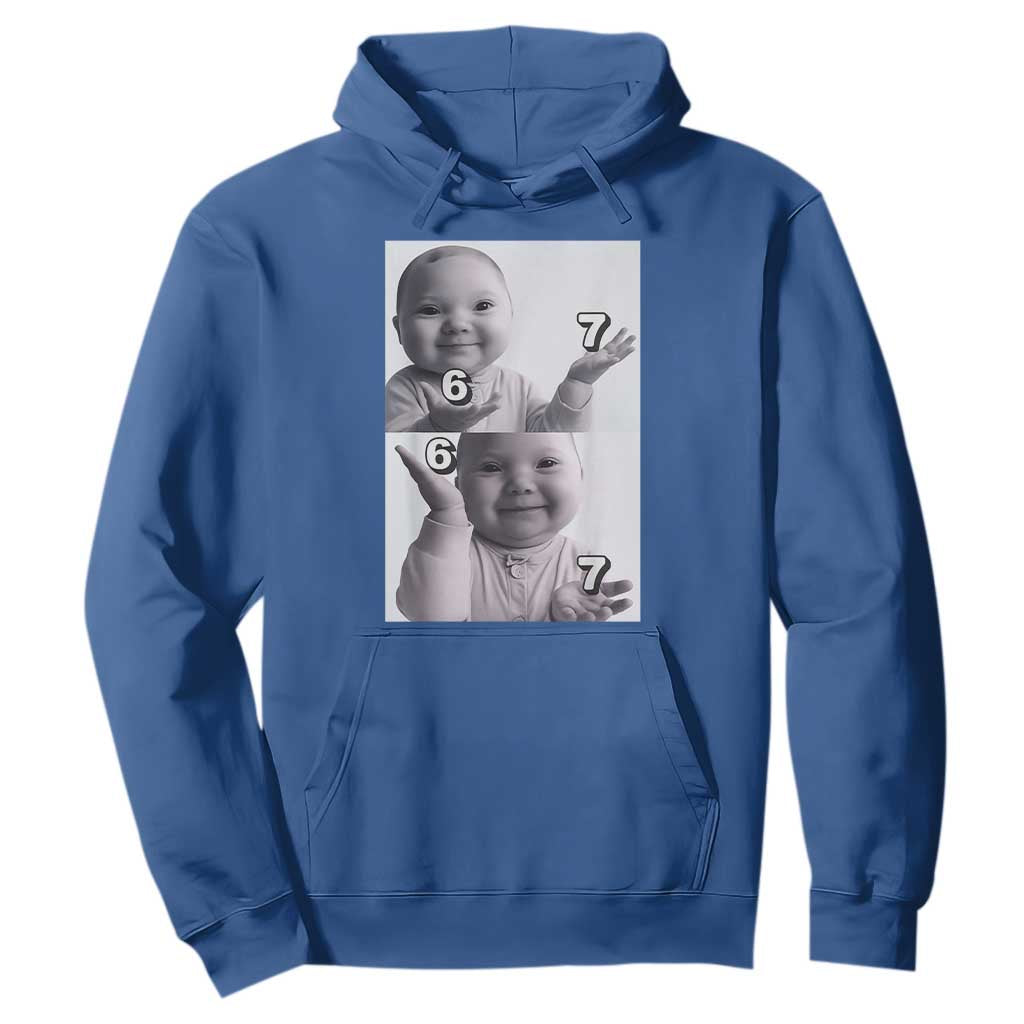 Funny Tuff Baby 67 Meme Hoodie Viral AI Niche Baby Six Seven Hand Gesture TS02 Royal Blue Print Your Wear
