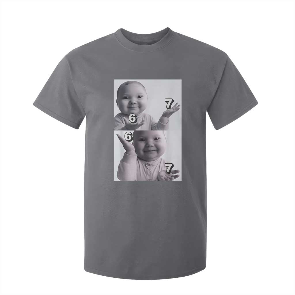 Funny Tuff Baby 67 Meme T Shirt For Kid Viral AI Niche Baby Six Seven Hand Gesture TS02 Charcoal Print Your Wear