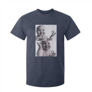 Funny Tuff Baby 67 Meme T Shirt For Kid Viral AI Niche Baby Six Seven Hand Gesture TS02 Navy Print Your Wear