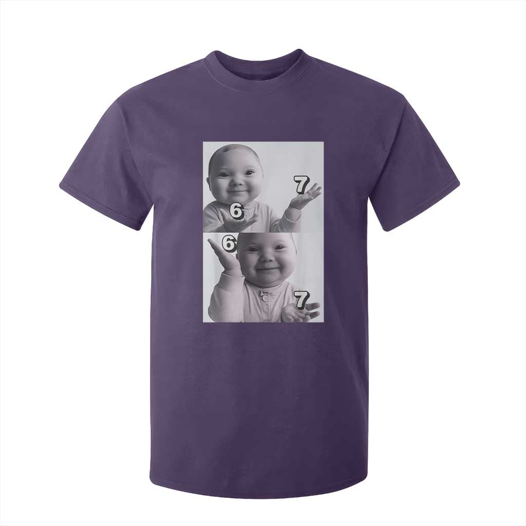 Funny Tuff Baby 67 Meme T Shirt For Kid Viral AI Niche Baby Six Seven Hand Gesture TS02 Purple Print Your Wear