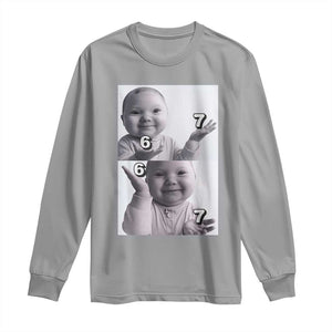 Funny Tuff Baby 67 Meme Long Sleeve Shirt Viral AI Niche Baby Six Seven Hand Gesture TS02 Sport Gray Print Your Wear