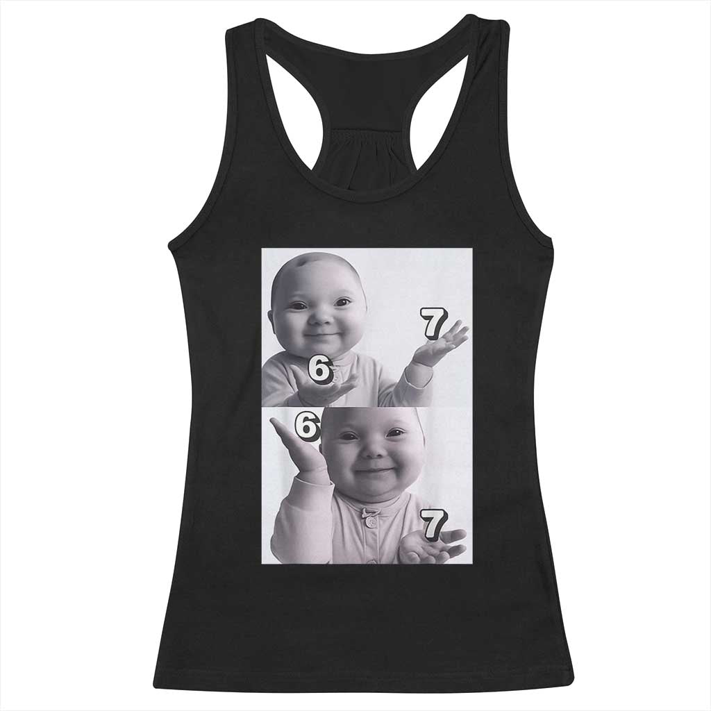 Funny Tuff Baby 67 Meme Racerback Tank Top Viral AI Niche Baby Six Seven Hand Gesture TS02 Black Print Your Wear