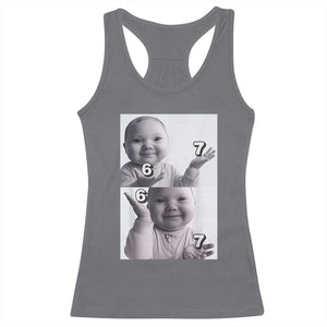 Funny Tuff Baby 67 Meme Racerback Tank Top Viral AI Niche Baby Six Seven Hand Gesture TS02 Charcoal Print Your Wear