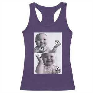 Funny Tuff Baby 67 Meme Racerback Tank Top Viral AI Niche Baby Six Seven Hand Gesture TS02 Purple Print Your Wear