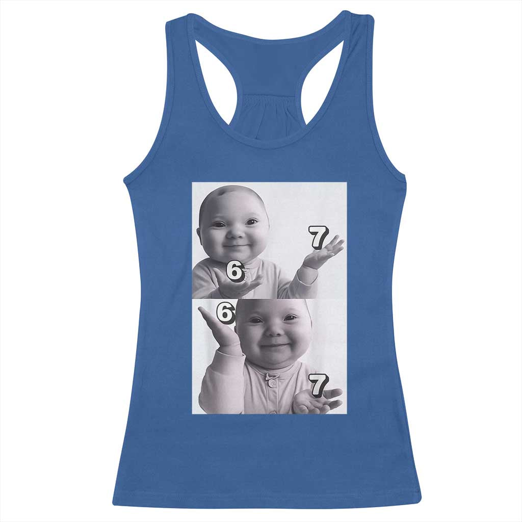 Funny Tuff Baby 67 Meme Racerback Tank Top Viral AI Niche Baby Six Seven Hand Gesture TS02 Royal Blue Print Your Wear