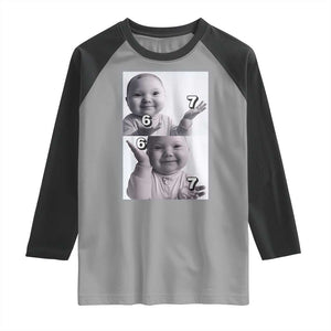 Funny Tuff Baby 67 Meme Raglan Shirt Viral AI Niche Baby Six Seven Hand Gesture TS02 Sport Gray Black Print Your Wear