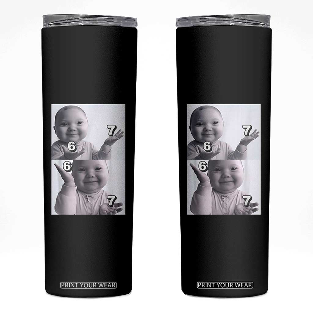 Funny Tuff Baby 67 Meme Skinny Tumbler Viral AI Niche Baby Six Seven Hand Gesture TS02 Black Print Your Wear