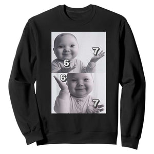 Funny Tuff Baby 67 Meme Sweatshirt Viral AI Niche Baby Six Seven Hand Gesture TS02 Black Print Your Wear