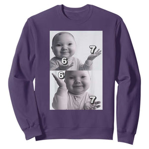 Funny Tuff Baby 67 Meme Sweatshirt Viral AI Niche Baby Six Seven Hand Gesture TS02 Purple Print Your Wear