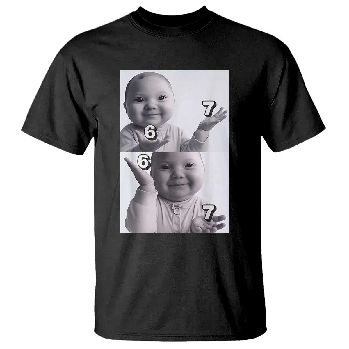 Funny Tuff Baby 67 Meme T Shirt Viral AI Niche Baby Six Seven Hand Gesture TS02 Black Print Your Wear