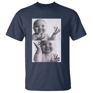 Funny Tuff Baby 67 Meme T Shirt Viral AI Niche Baby Six Seven Hand Gesture TS02 Navy Print Your Wear