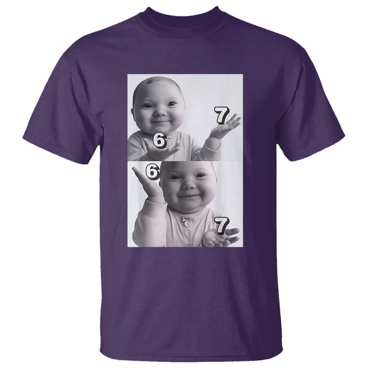 Funny Tuff Baby 67 Meme T Shirt Viral AI Niche Baby Six Seven Hand Gesture TS02 Purple Print Your Wear