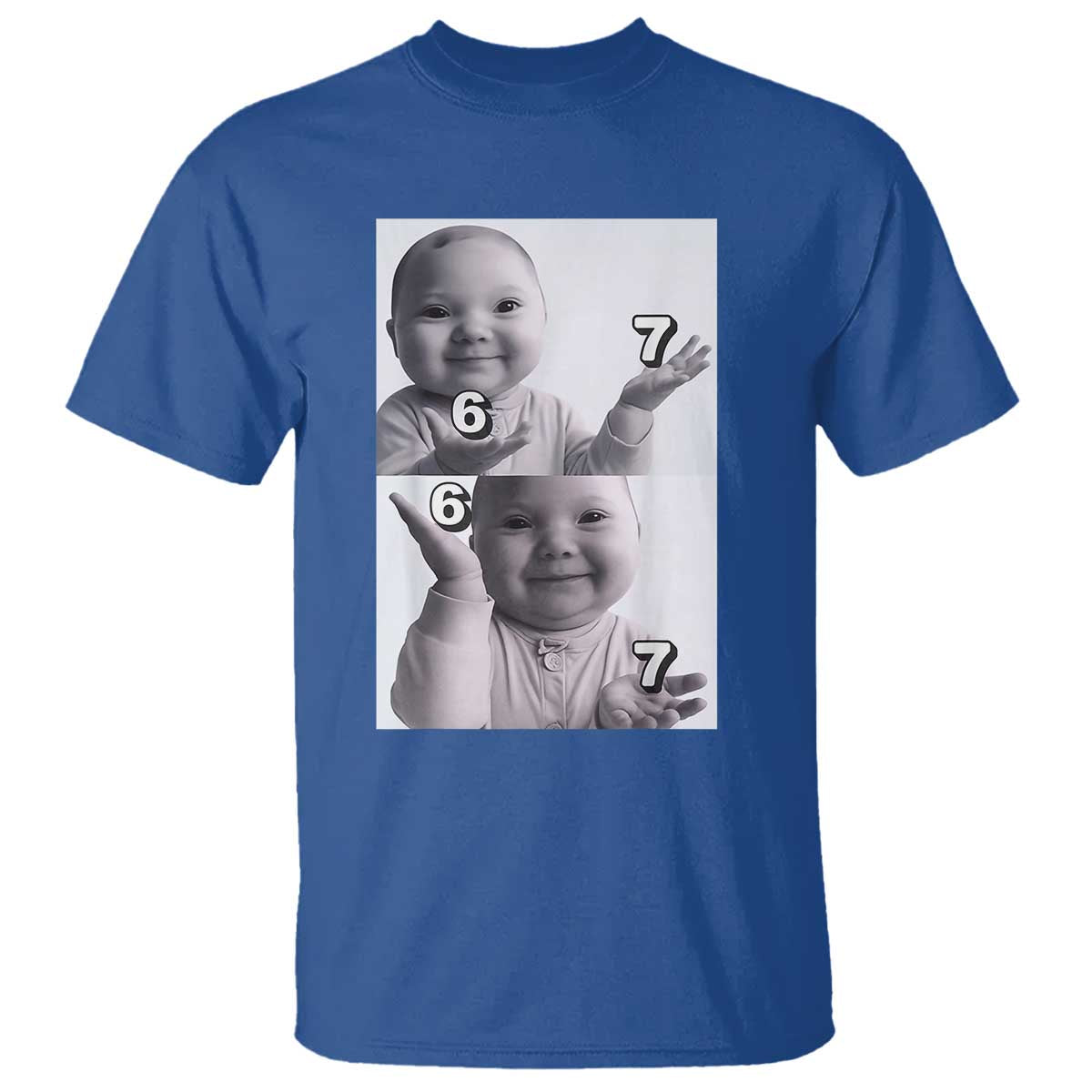 Funny Tuff Baby 67 Meme T Shirt Viral AI Niche Baby Six Seven Hand Gesture TS02 Royal Blue Print Your Wear