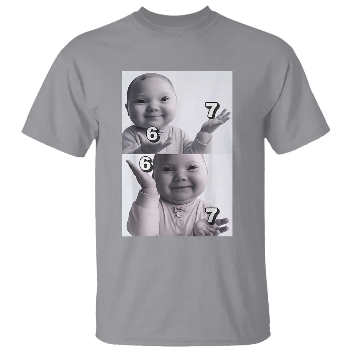 Funny Tuff Baby 67 Meme T Shirt Viral AI Niche Baby Six Seven Hand Gesture TS02 Sport Gray Print Your Wear