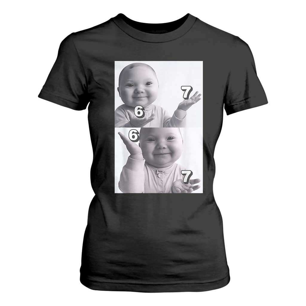 Funny Tuff Baby 67 Meme T Shirt For Women Viral AI Niche Baby Six Seven Hand Gesture TS02 Black Print Your Wear