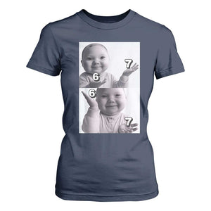 Funny Tuff Baby 67 Meme T Shirt For Women Viral AI Niche Baby Six Seven Hand Gesture TS02 Navy Print Your Wear