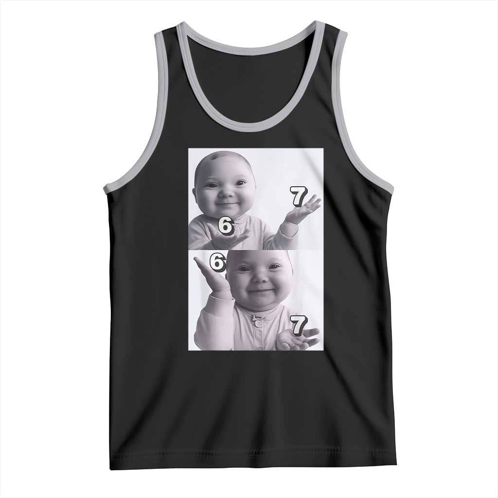 Funny Tuff Baby 67 Meme Tank Top Viral AI Niche Baby Six Seven Hand Gesture TS02 Black Athletic Heather Print Your Wear