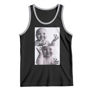 Funny Tuff Baby 67 Meme Tank Top Viral AI Niche Baby Six Seven Hand Gesture TS02 Black Athletic Heather Print Your Wear