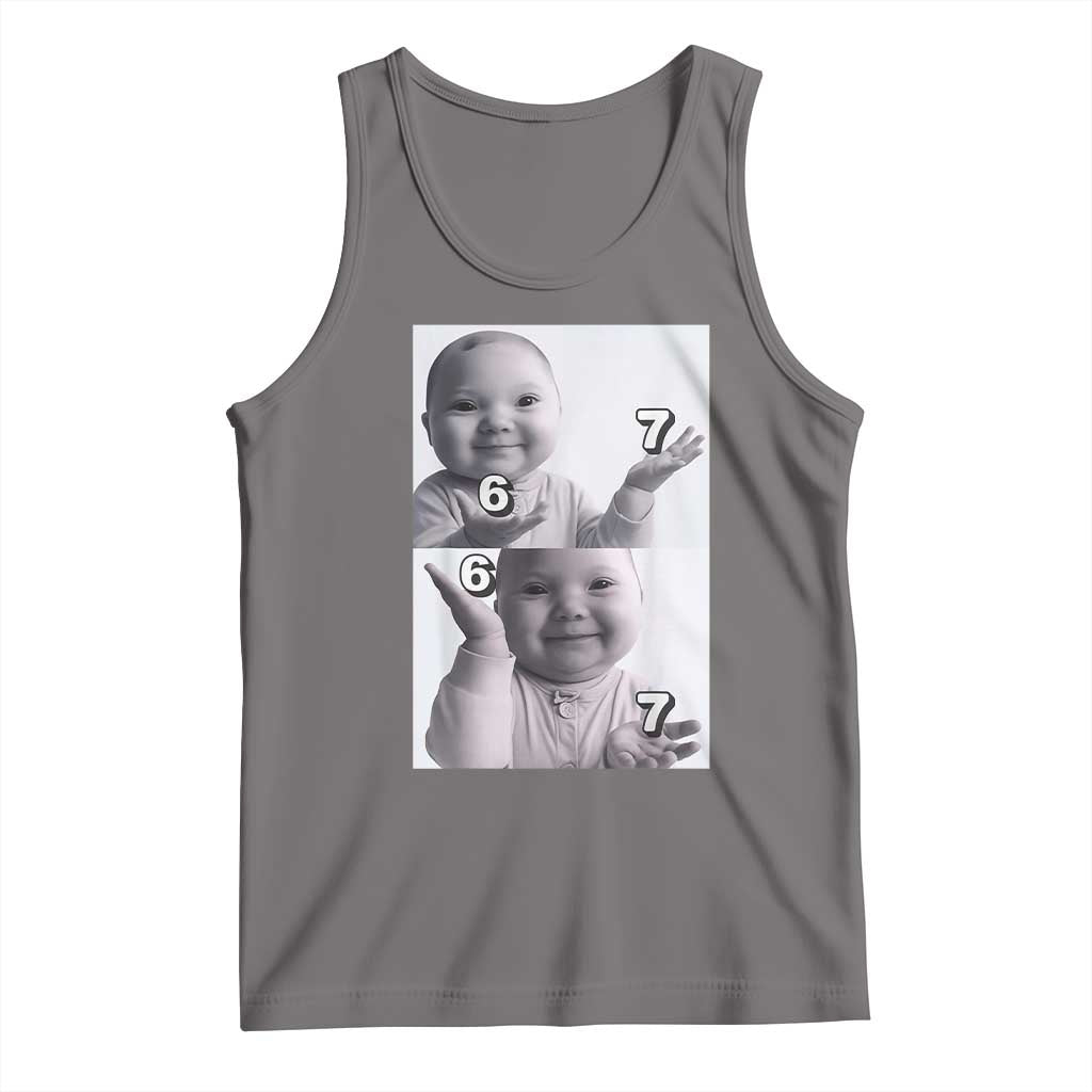 Funny Tuff Baby 67 Meme Tank Top Viral AI Niche Baby Six Seven Hand Gesture TS02 Deep Heather Print Your Wear