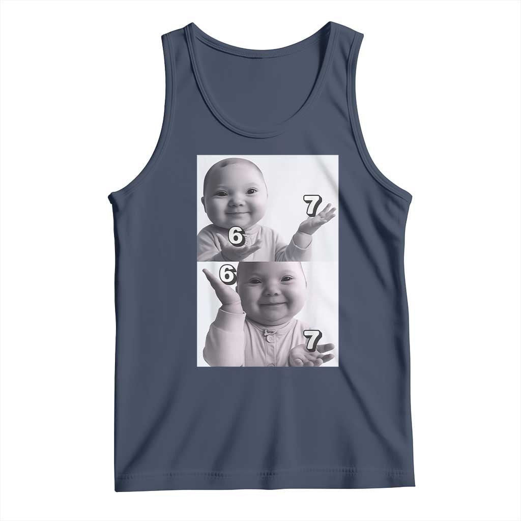 Funny Tuff Baby 67 Meme Tank Top Viral AI Niche Baby Six Seven Hand Gesture TS02 Navy Print Your Wear