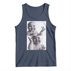 Funny Tuff Baby 67 Meme Tank Top Viral AI Niche Baby Six Seven Hand Gesture TS02 Navy Print Your Wear
