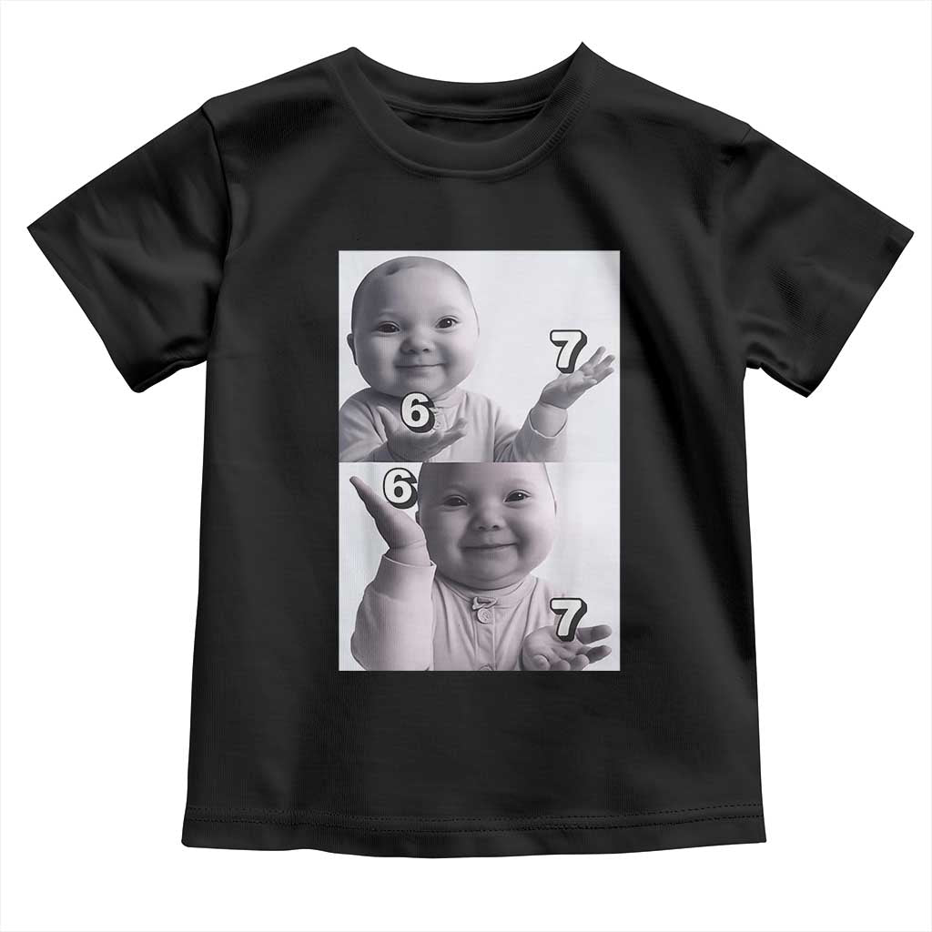 Funny Tuff Baby 67 Meme Toddler T Shirt Viral AI Niche Baby Six Seven Hand Gesture TS02 Black Print Your Wear