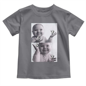 Funny Tuff Baby 67 Meme Toddler T Shirt Viral AI Niche Baby Six Seven Hand Gesture TS02 Charcoal Print Your Wear