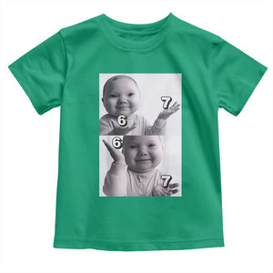 Funny Tuff Baby 67 Meme Toddler T Shirt Viral AI Niche Baby Six Seven Hand Gesture TS02 Irish Green Print Your Wear