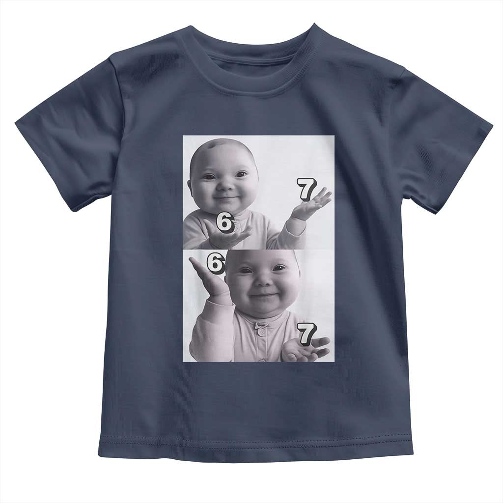 Funny Tuff Baby 67 Meme Toddler T Shirt Viral AI Niche Baby Six Seven Hand Gesture TS02 Navy Print Your Wear