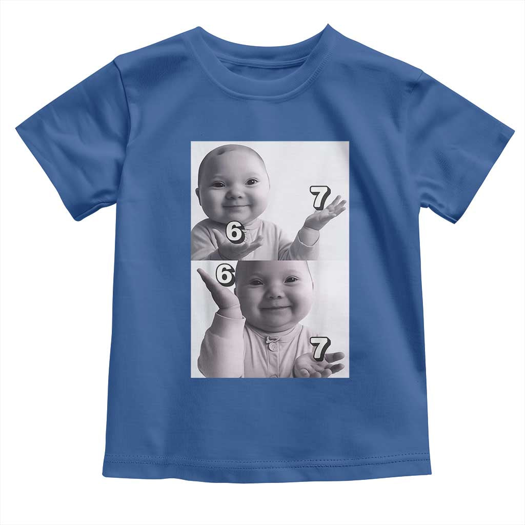 Funny Tuff Baby 67 Meme Toddler T Shirt Viral AI Niche Baby Six Seven Hand Gesture TS02 Royal Blue Print Your Wear