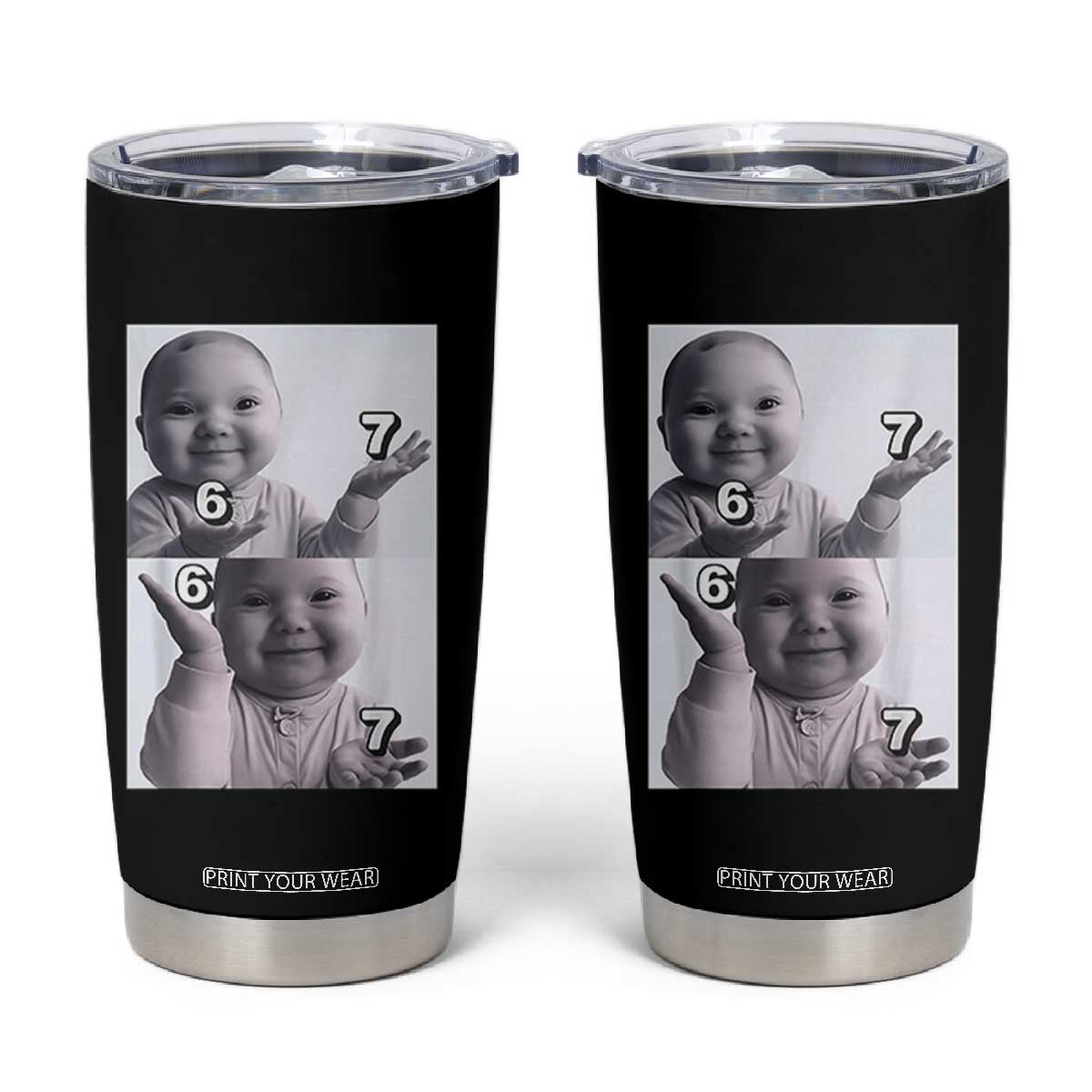 Funny Tuff Baby 67 Meme Tumbler Cup Viral AI Niche Baby Six Seven Hand Gesture TS02 Black Print Your Wear