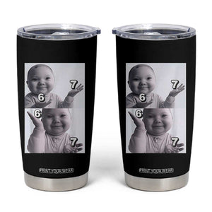Funny Tuff Baby 67 Meme Tumbler Cup Viral AI Niche Baby Six Seven Hand Gesture TS02 Black Print Your Wear