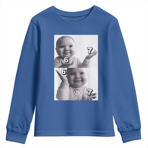 Funny Tuff Baby 67 Meme Youth Sweatshirt Viral AI Niche Baby Six Seven Hand Gesture TS02 Royal Blue Print Your Wear