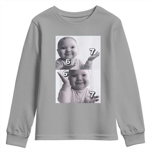 Funny Tuff Baby 67 Meme Youth Sweatshirt Viral AI Niche Baby Six Seven Hand Gesture TS02 Sport Gray Print Your Wear