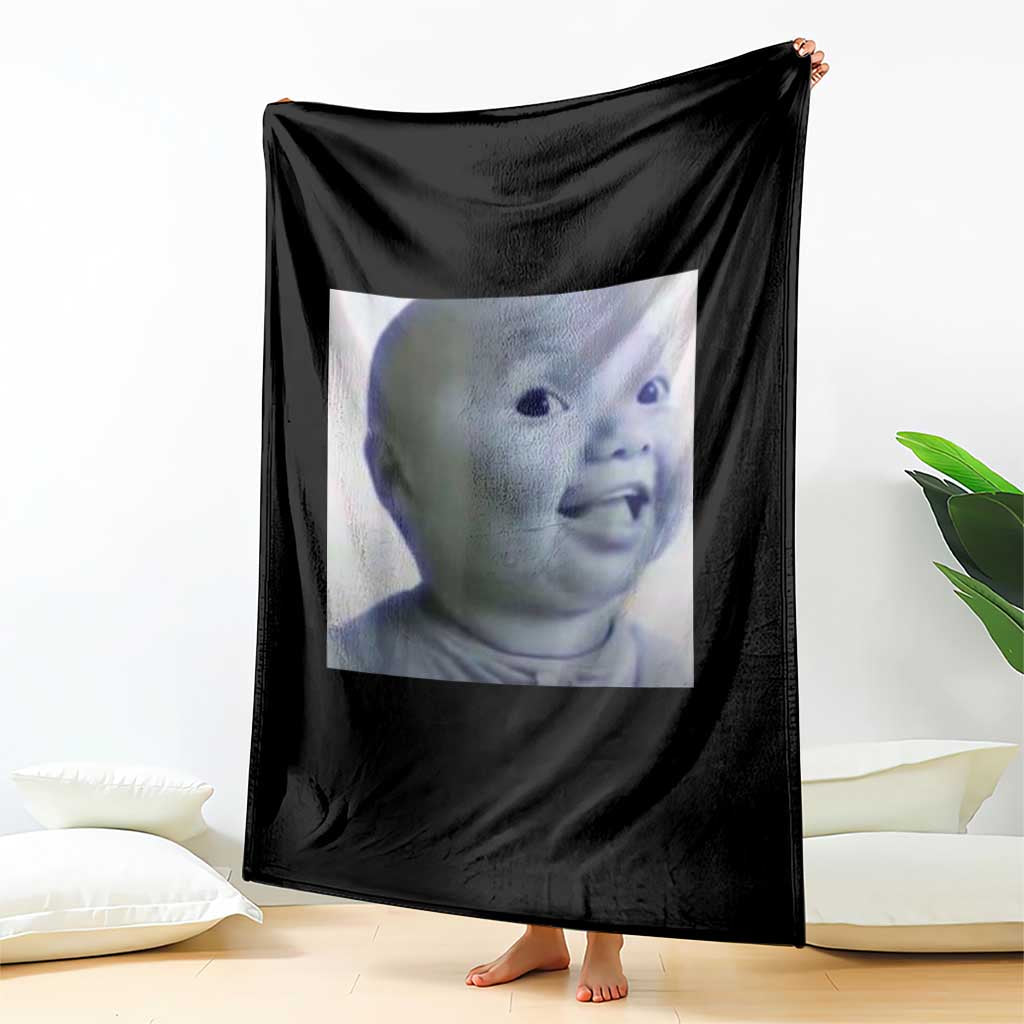 Funny Tuff Baby Side Eye Meme Throw Blanket Viral AI Niche Baby Face Reaction TS02 Print Your Wear