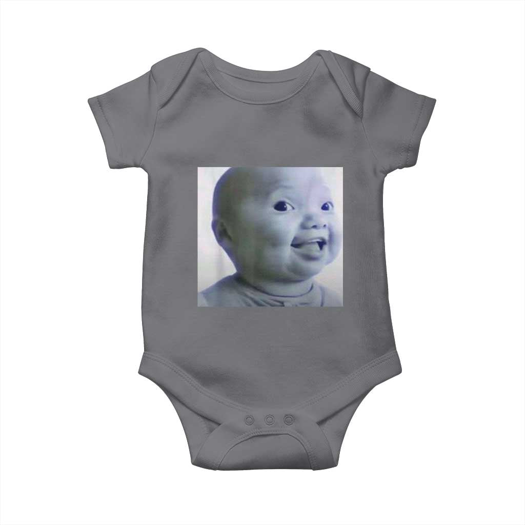 Funny Tuff Baby Side Eye Meme Baby Onesie Viral AI Niche Baby Face Reaction TS02 Charcoal Print Your Wear