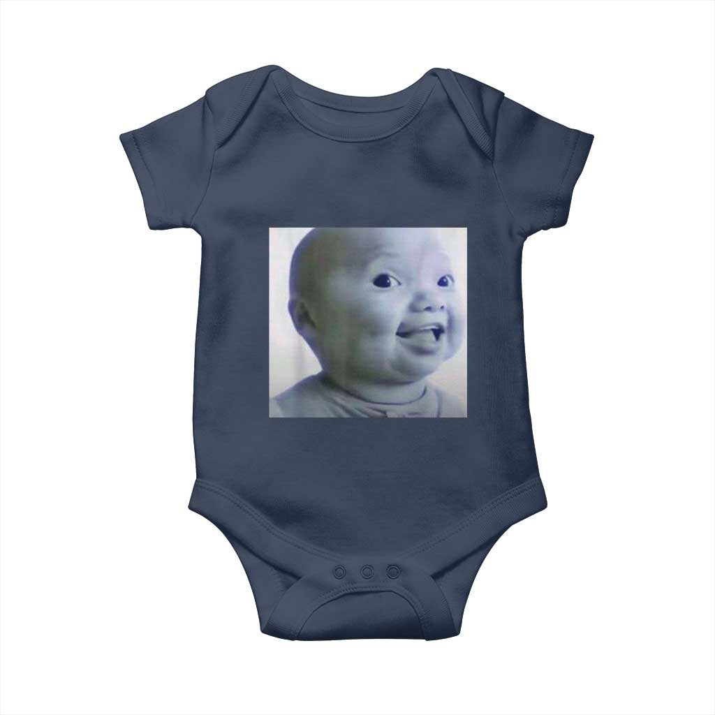 Funny Tuff Baby Side Eye Meme Baby Onesie Viral AI Niche Baby Face Reaction TS02 Navy Print Your Wear