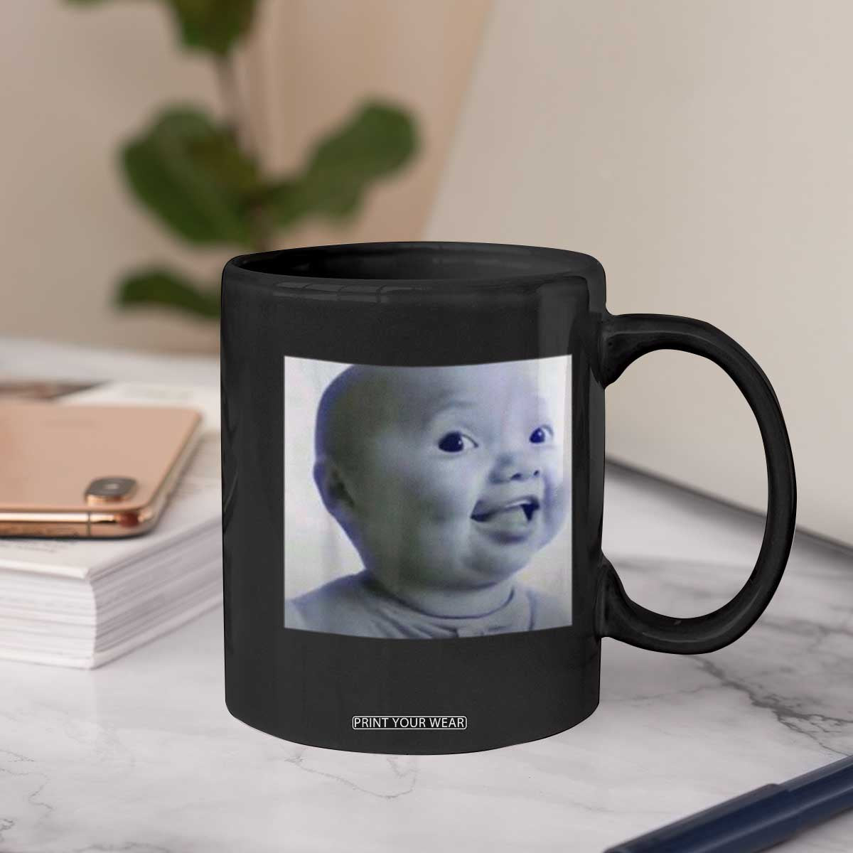 Funny Tuff Baby Side Eye Meme Coffee Mug Viral AI Niche Baby Face Reaction TS02 Print Your Wear