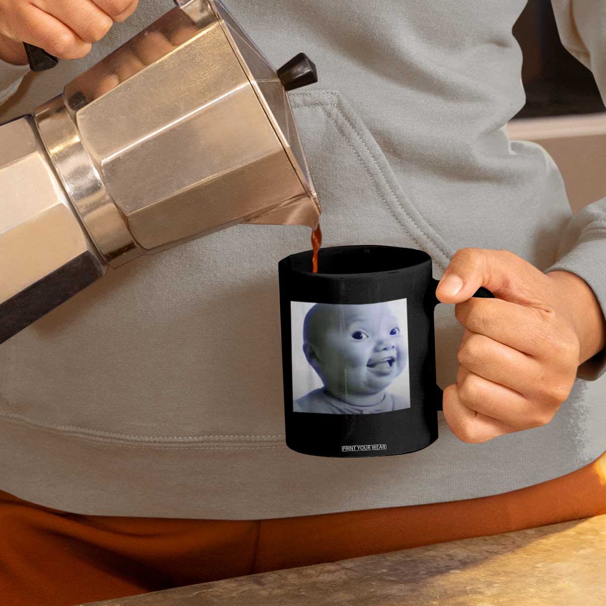 Funny Tuff Baby Side Eye Meme Coffee Mug Viral AI Niche Baby Face Reaction TS02 Print Your Wear