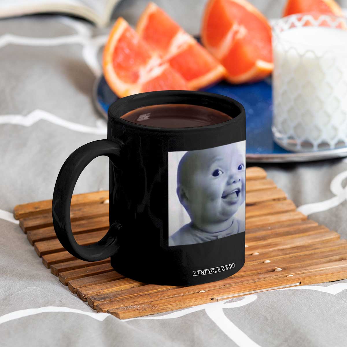 Funny Tuff Baby Side Eye Meme Coffee Mug Viral AI Niche Baby Face Reaction TS02 Print Your Wear